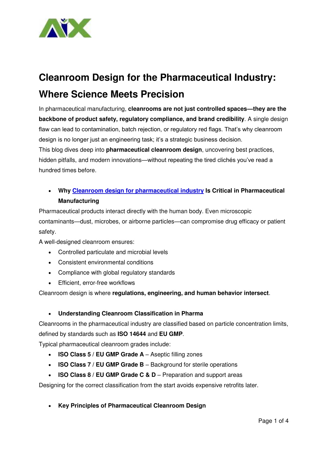 PPT - Cleanroom design for pharmaceutical industry - Adroitix ...