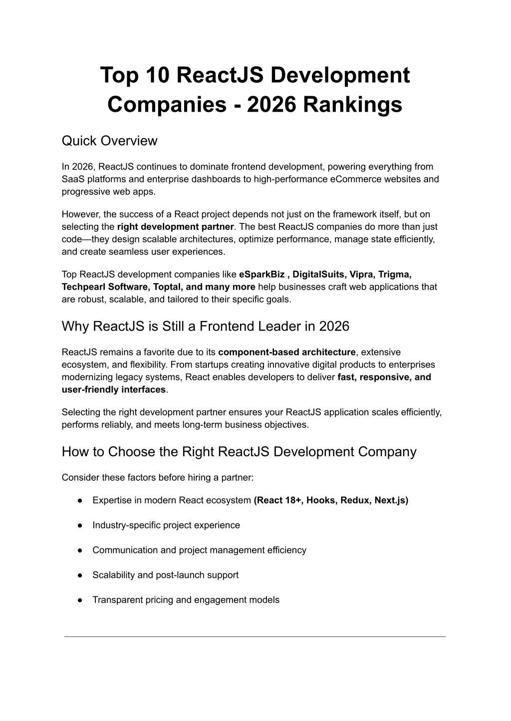 PPT - Top 10 ReactJS Development Companies - 2026 Rankings (1 ...