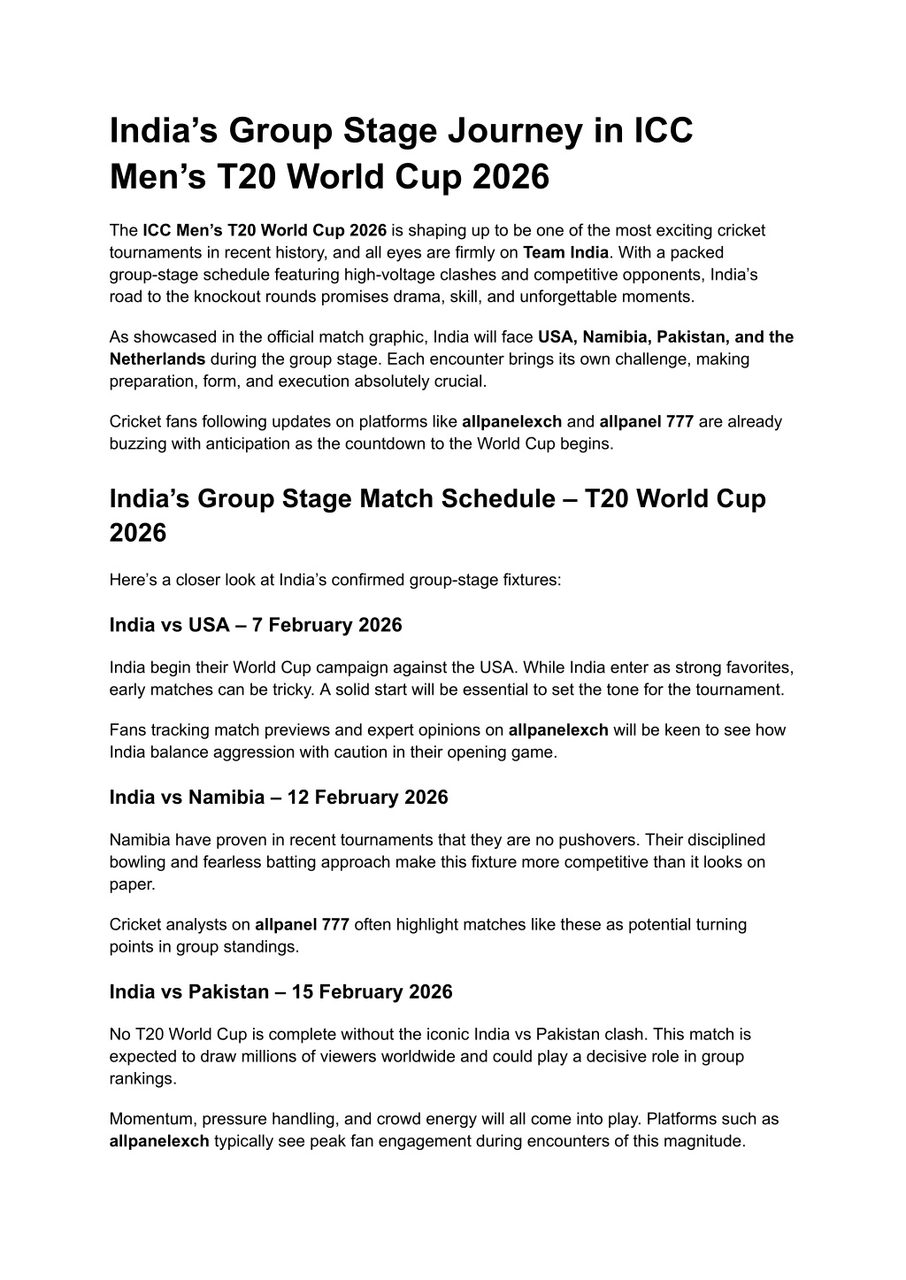 PPT - India Group Matches Schedule _ ICC T20 World Cup 2026 PowerPoint ...