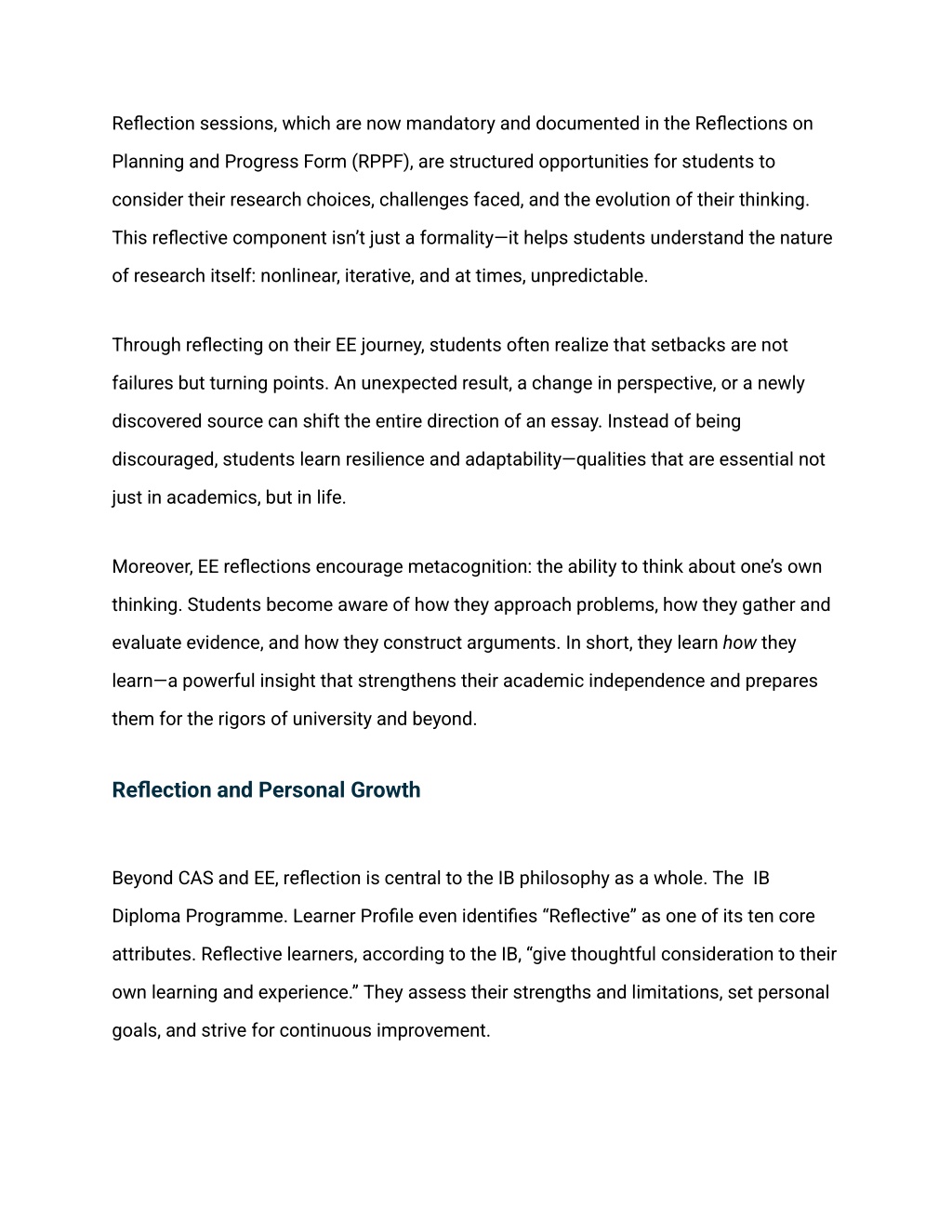 Recap Reflection Session PPT - The Role of Reflection in IB_ CAS, EE, and Personal Growth ...