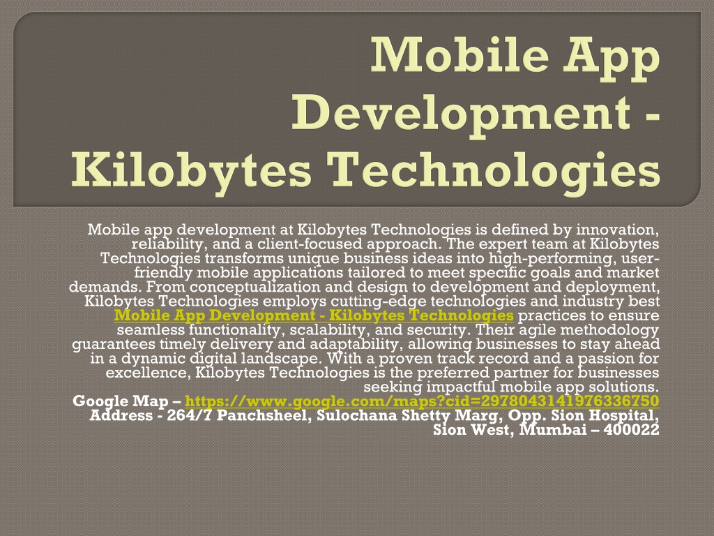 PPT - Mobile App Development Company In Mumbai - Kilobytes Technologies ...