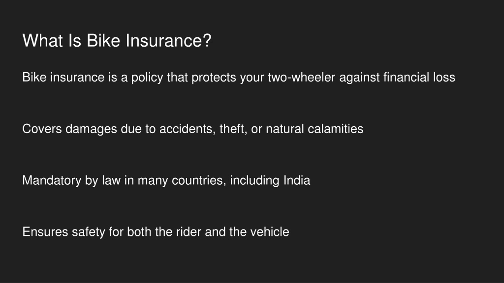 PPT - Online Bike Insurance – Comprehensive Protection for Two Wheelers ...