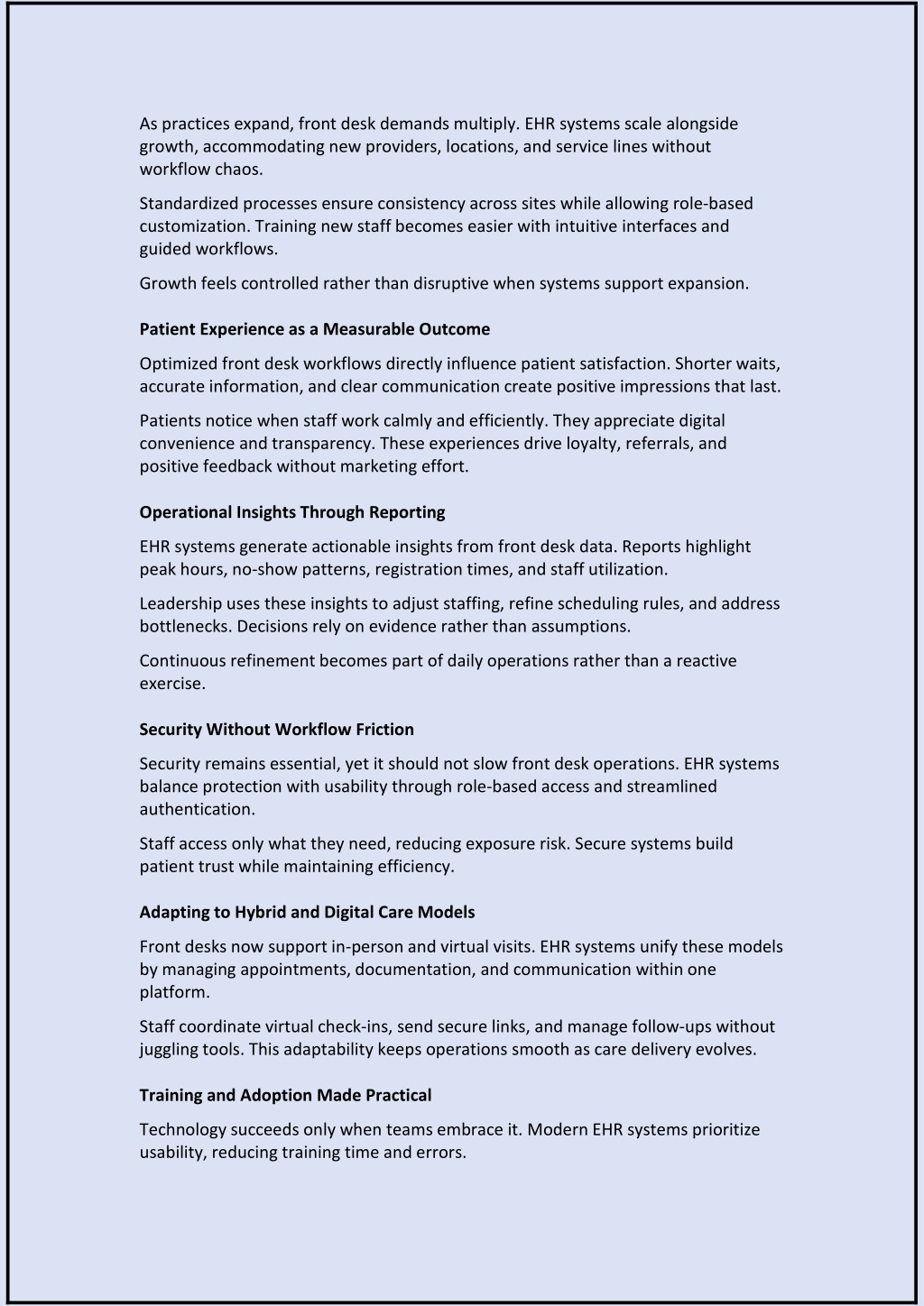 PPT - EHR Systems and Front Desk Workflow Optimization in Healthcare ...