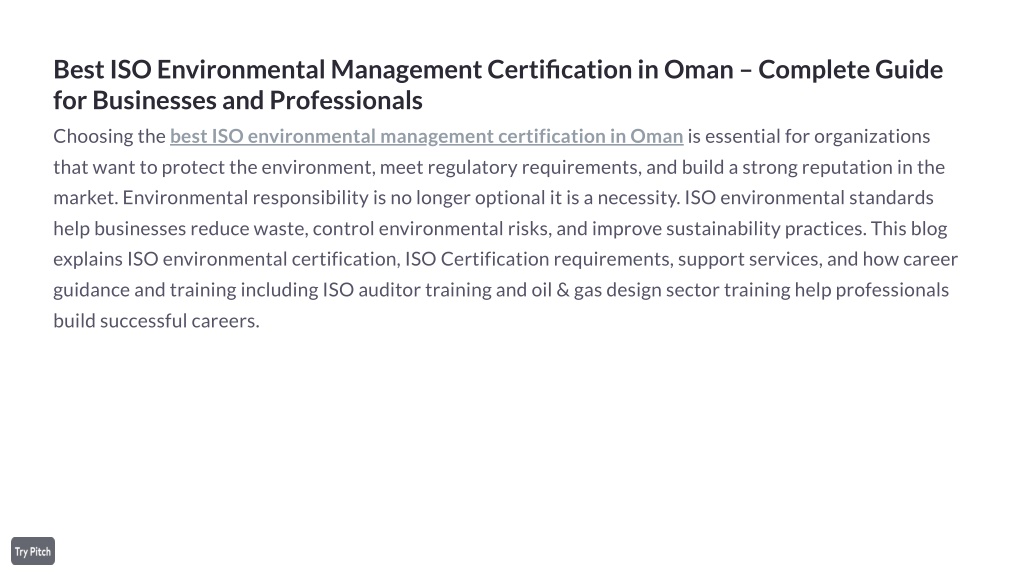 PPT - Best ISO Environmental Management Certification in Oman ...