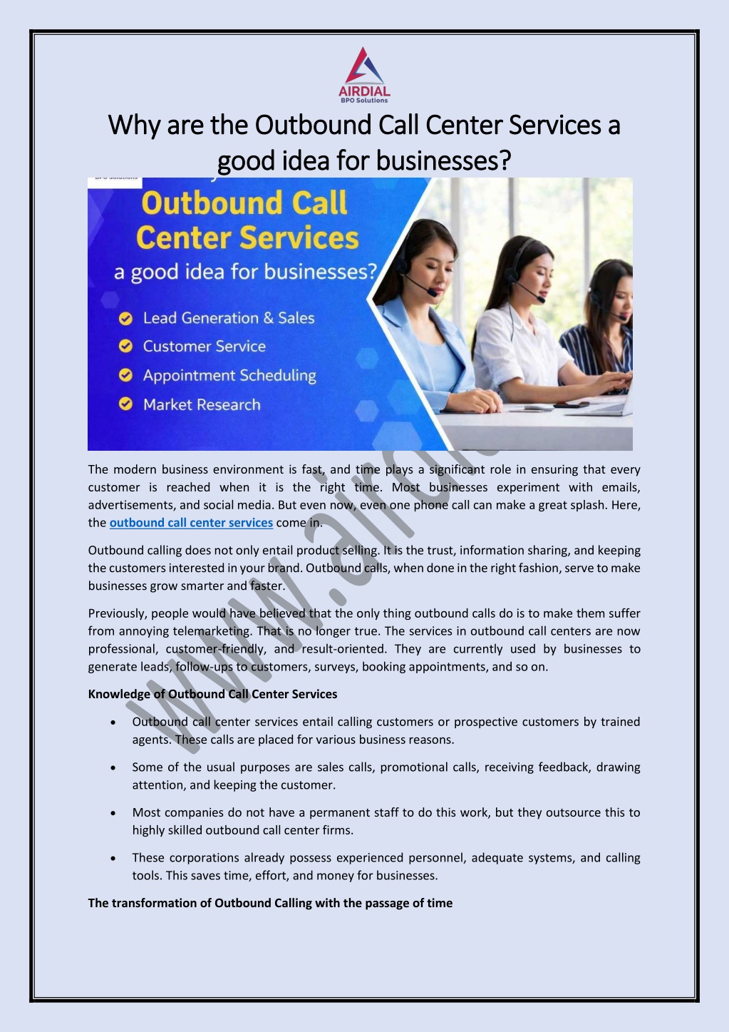 PPT - Why are the Outbound Call Center Services a good idea for ...