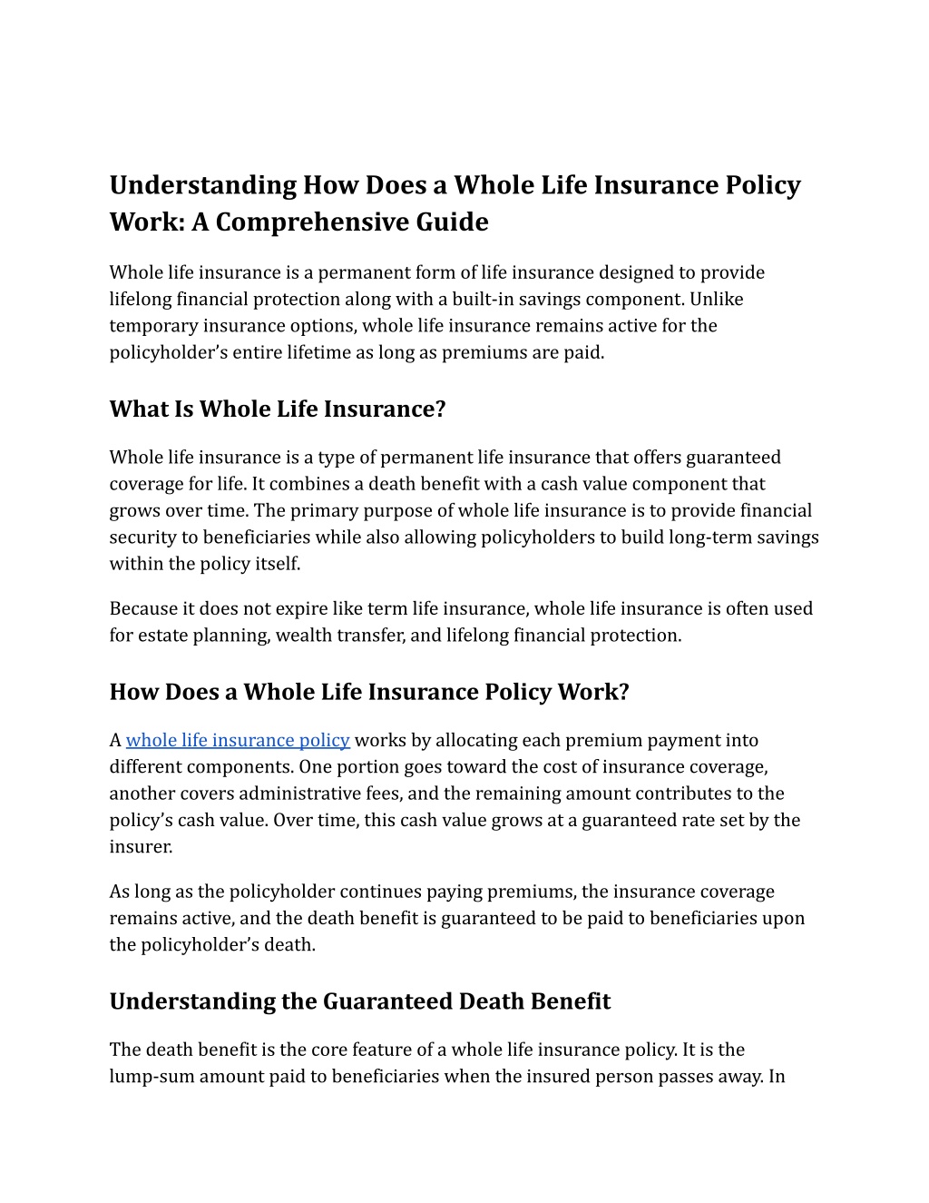 PPT - Understanding How Does a Whole Life Insurance Policy Work ...