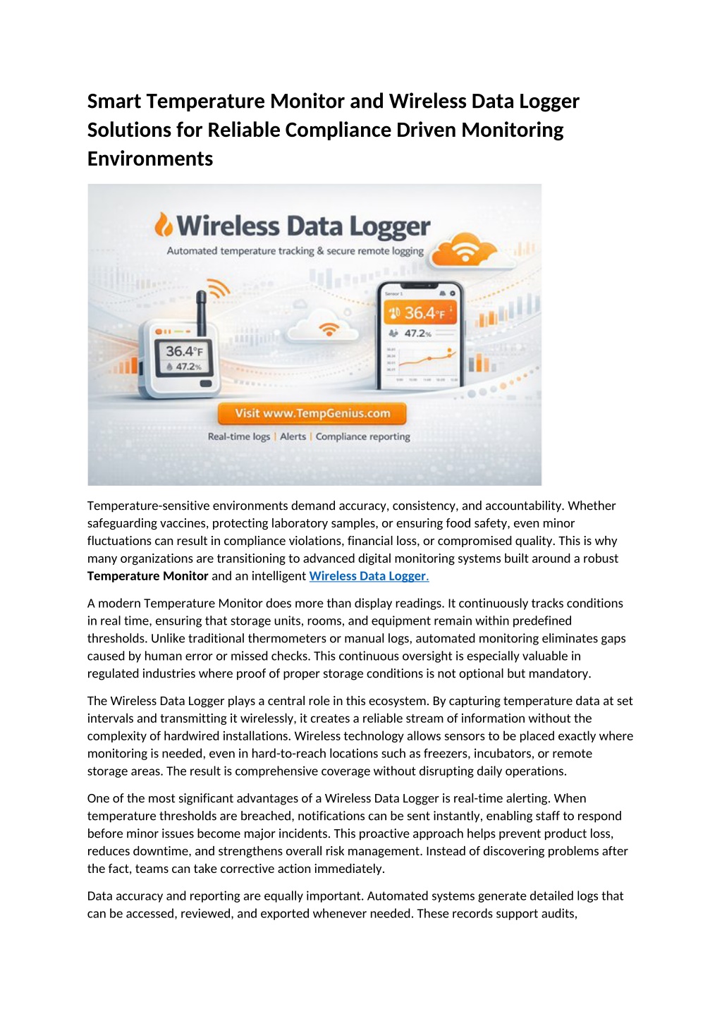 Temperature Sensitivity Monitor PPT - Smart Temperature Monitor and Wireless Data Logger Solutions for ...