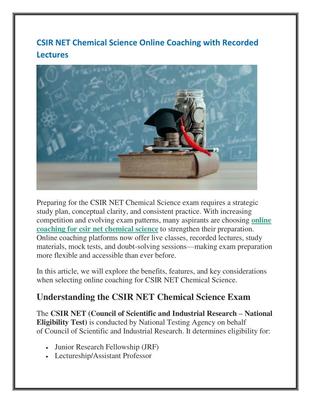 PPT - CSIR NET Chemical Science Online Coaching with Recorded Lectures ...