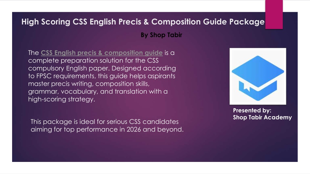 Css Scoring PPT - CSS English Compulsory Paper Preparation Book Pakistan PowerPoint ...