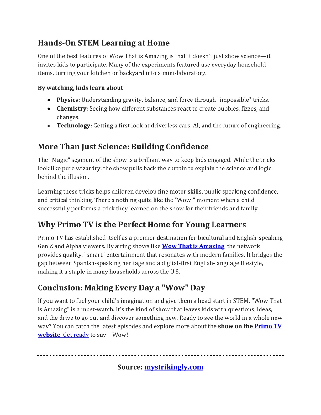 PPT - Best Kids Science Show on Primo TV — Wow That Is Amazing ...