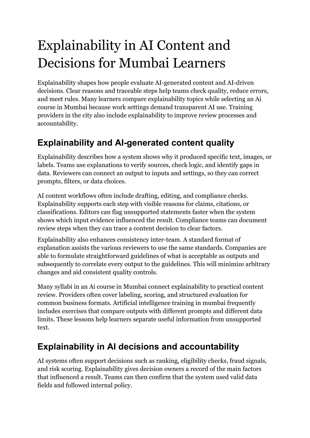 PPT - Explainability in AI Content and Decisions for Mumbai Learners ...