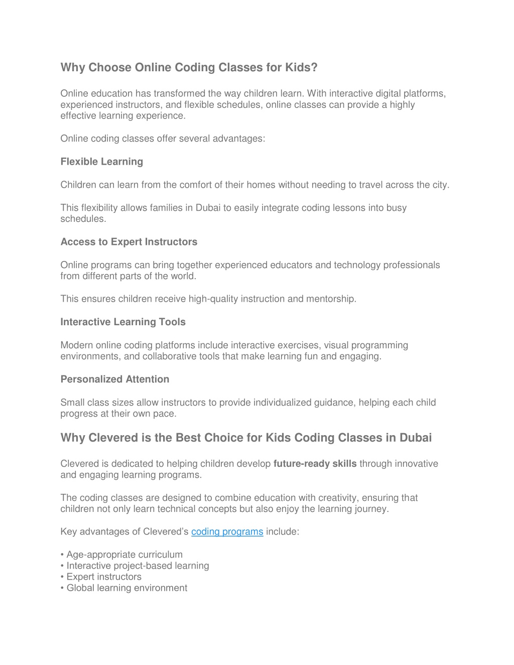 PPT - Best Online Coding Classes for Kids in Dubai with Clevered ...