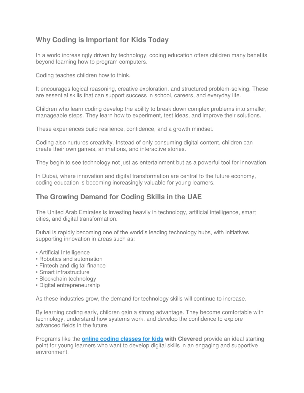 PPT - Best Online Coding Classes for Kids in Dubai with Clevered ...