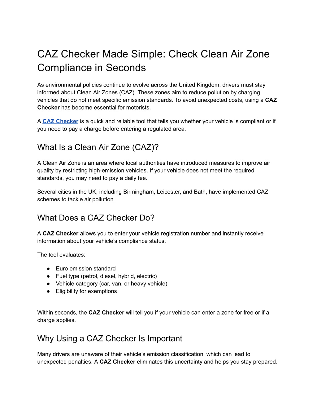 PPT - CAZ Checker Made Simple_ Check Clean Air Zone Compliance in ...