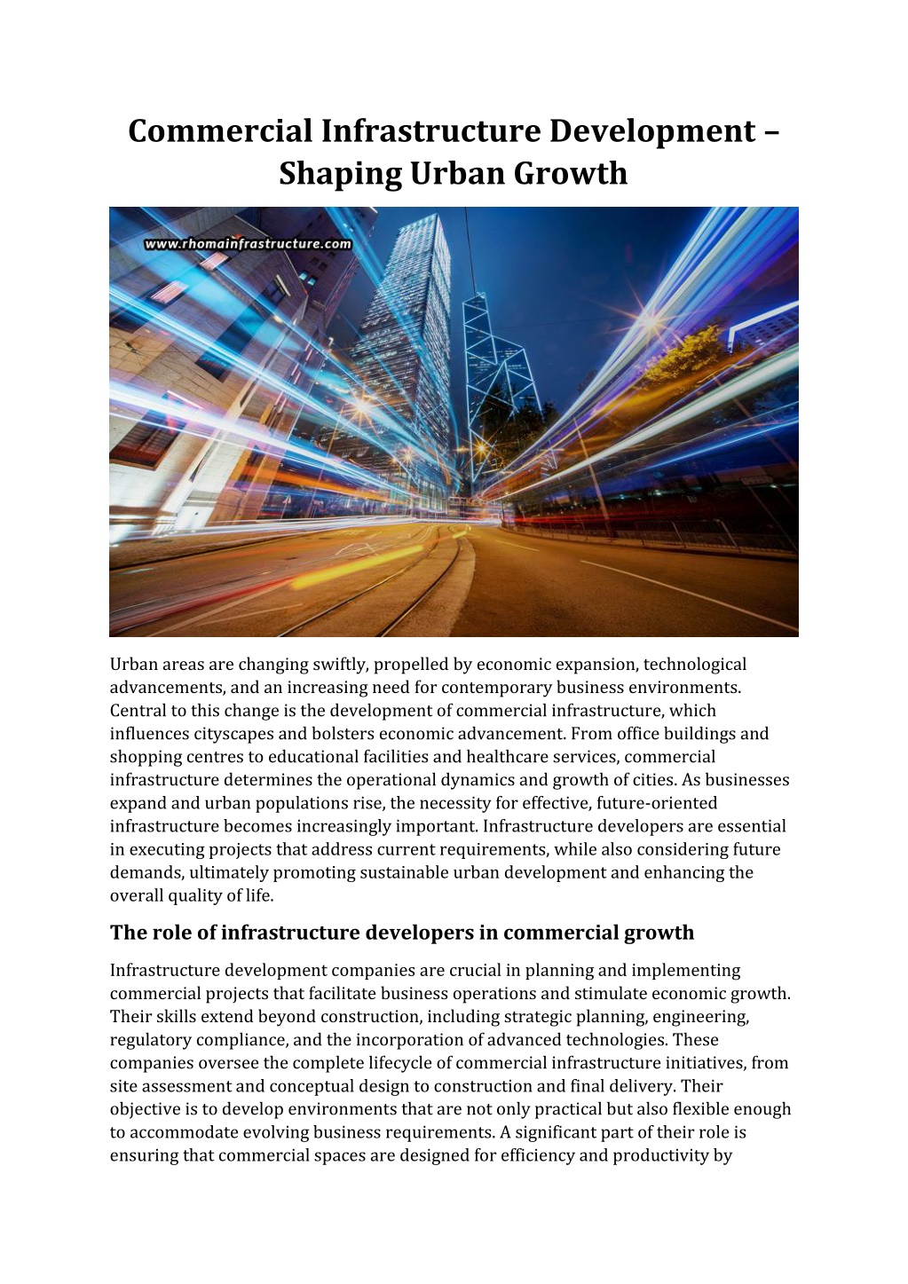 PPT - Commercial Infrastructure Development-Shaping Urban Growth ...