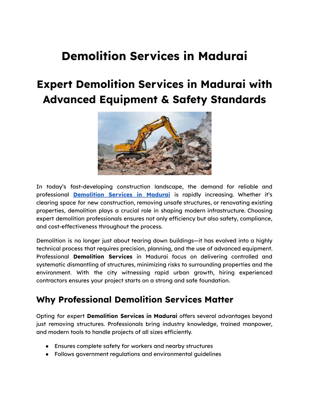 PPT - Expert Demolition Services in Madurai with Advanced Equipment ...