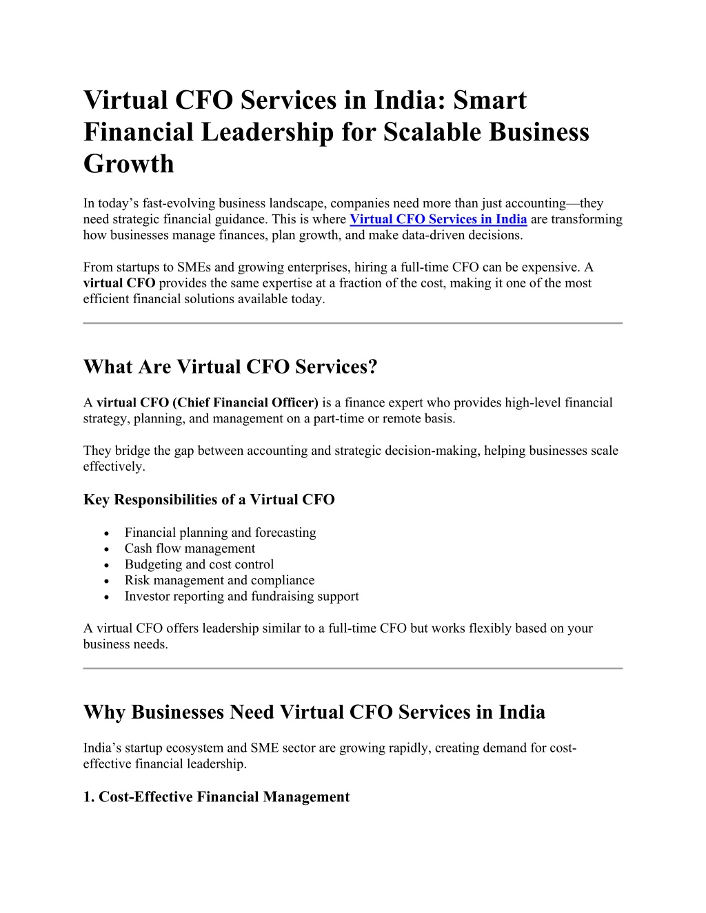 PPT - Virtual CFO Services in India - Smart Financial Leadership for ...