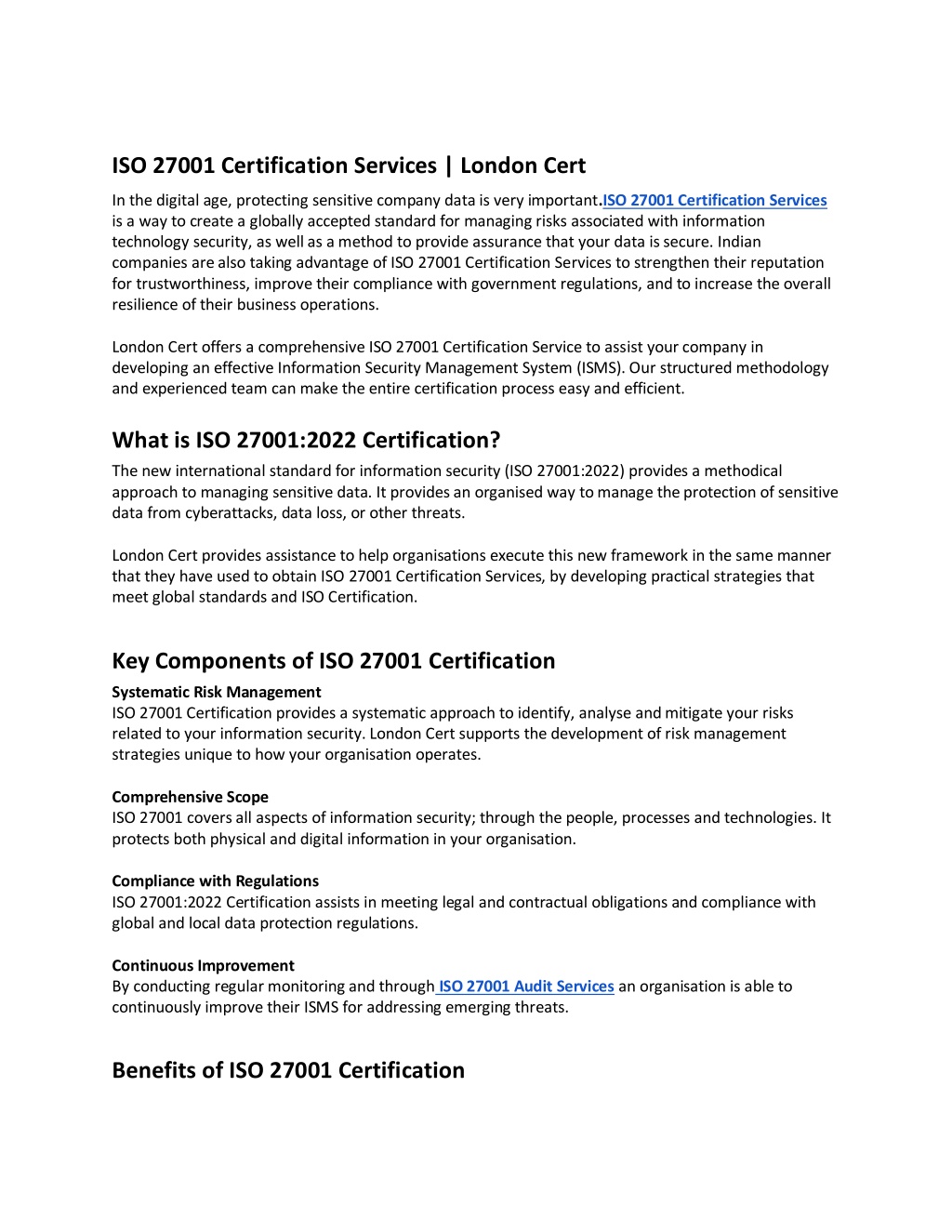 PPT - ISO 27001 Certification Services | London Cert PowerPoint ...