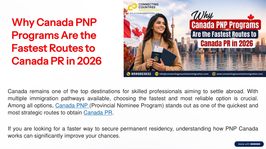 PPT - Why Canada PNP Programs Are the Fastest Routes to Canada PR in ...