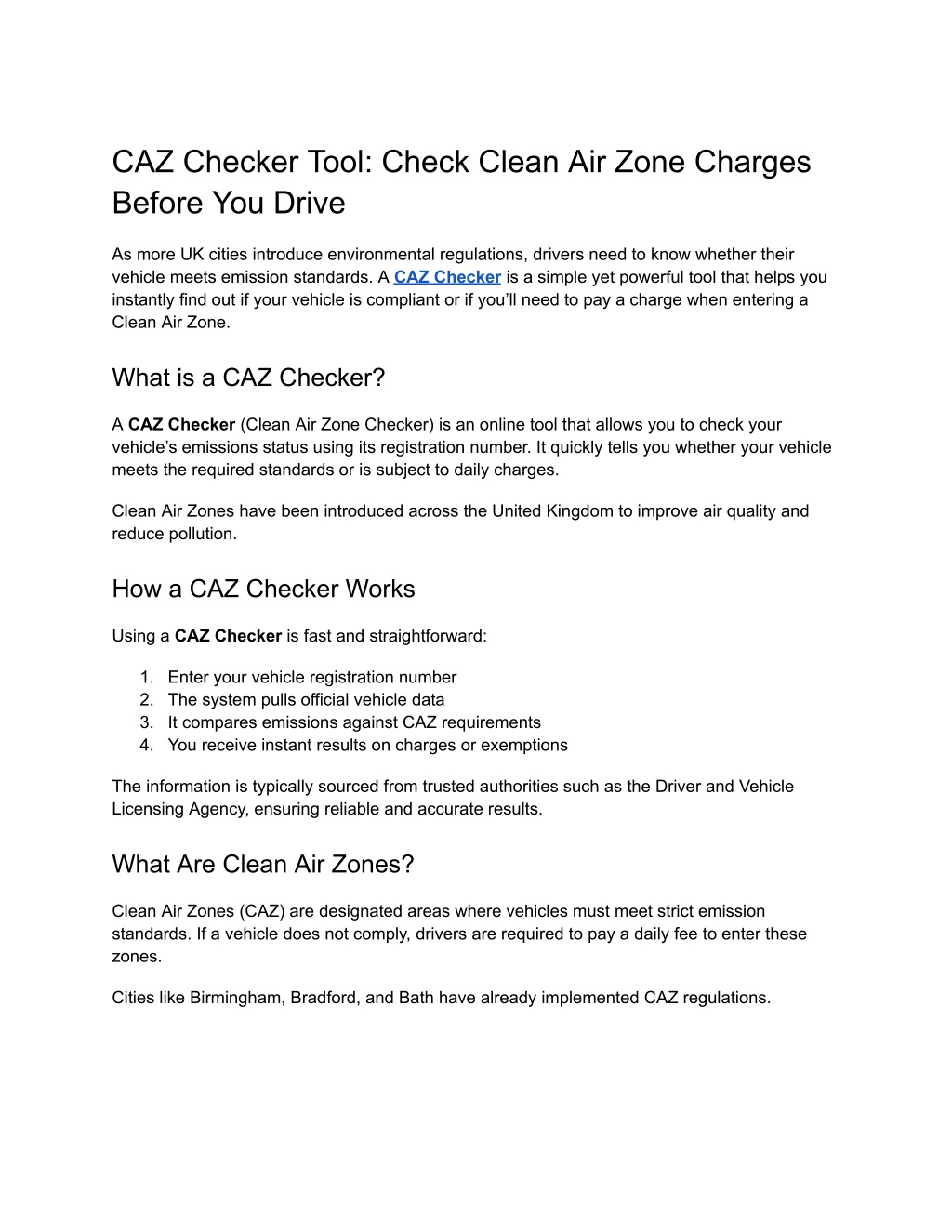 PPT - Before You Drive Check Clean Air Zone Charges - CAZ Checker Tool ...