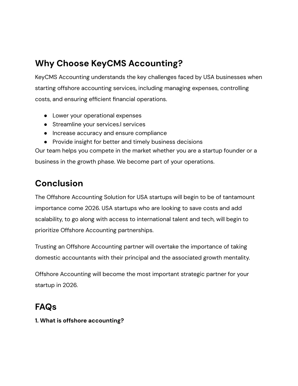 Keycms Services PPT - Offshore Accounting Benefits for USA Startups in 2026 PowerPoint ...