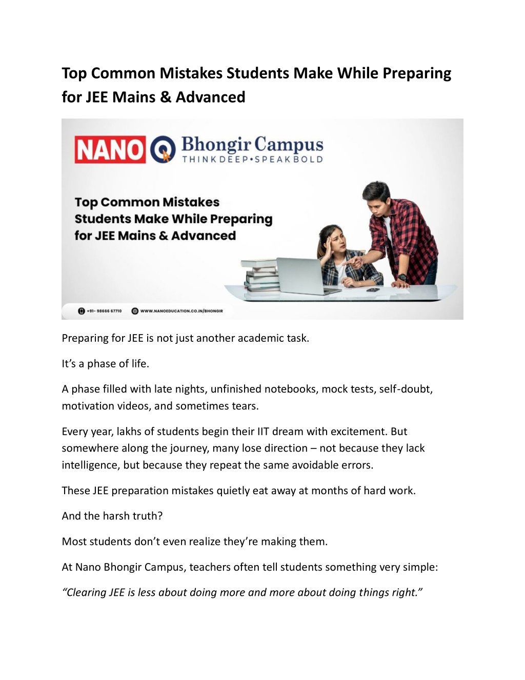 PPT - Top Common Mistakes Students Make While Preparing for JEE Mains ...