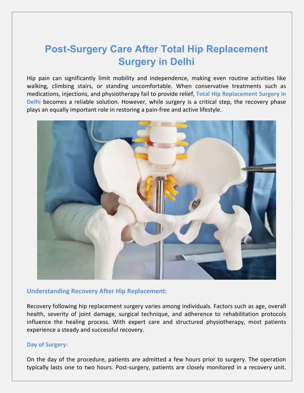 PPT - Post-Surgery Care After Total Hip Replacement Surgery in Delhi ...