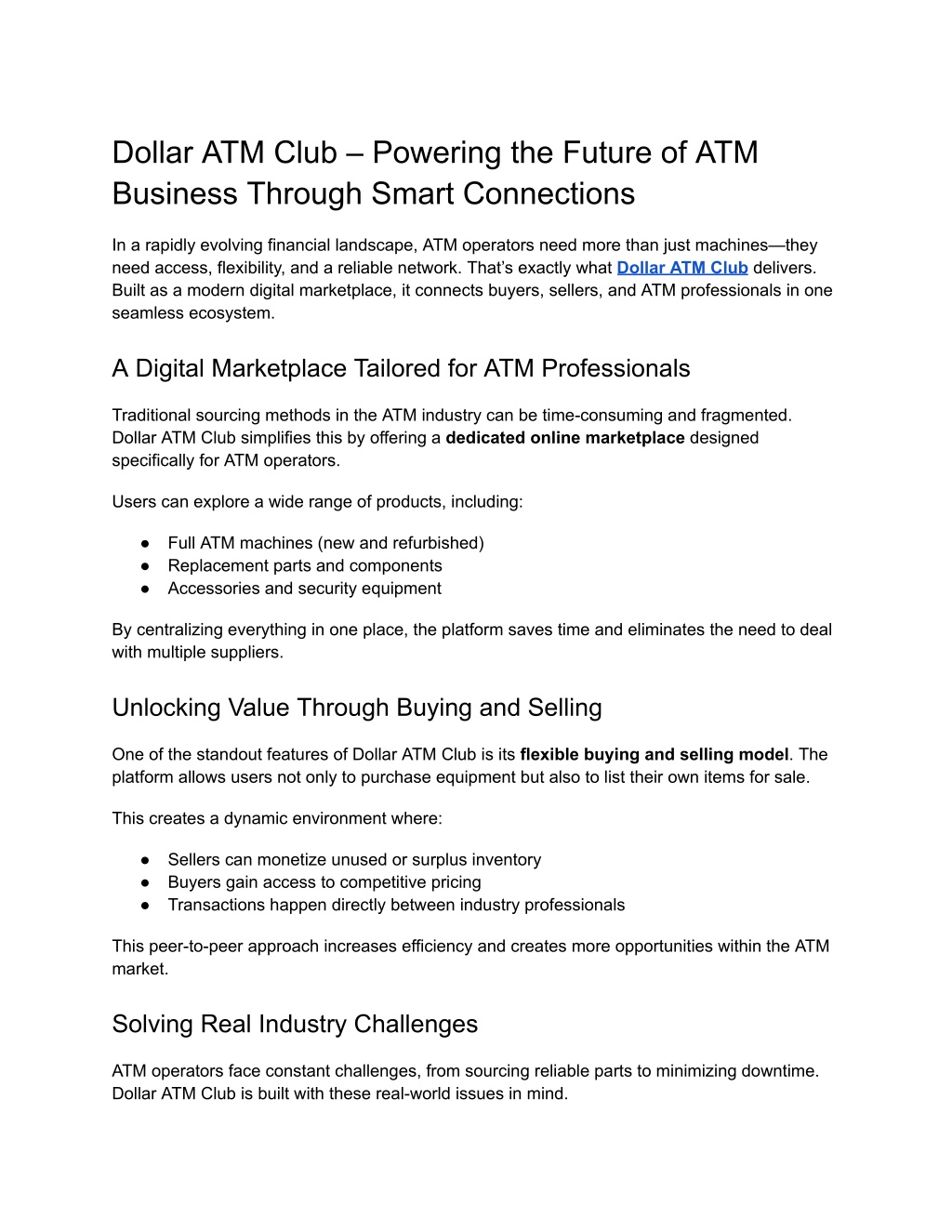 PPT - Dollar ATM Club – Powering the Future of ATM Business Through ...