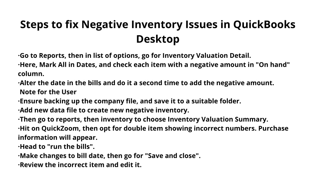 PPT - Fix Negative Inventory Issues in QuickBooks Desktop PowerPoint ...