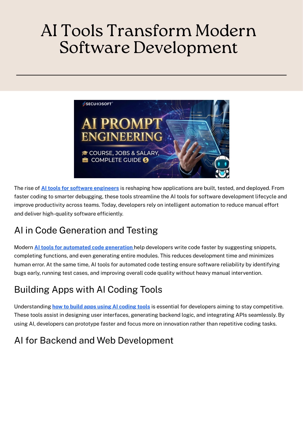 PPT - AI Tools Transform Modern Software Development PowerPoint ...