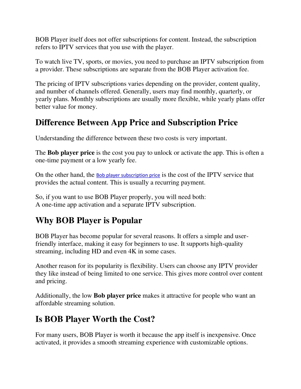 PPT - BOB Player Price Guide Understanding Bob Player Subscription ...