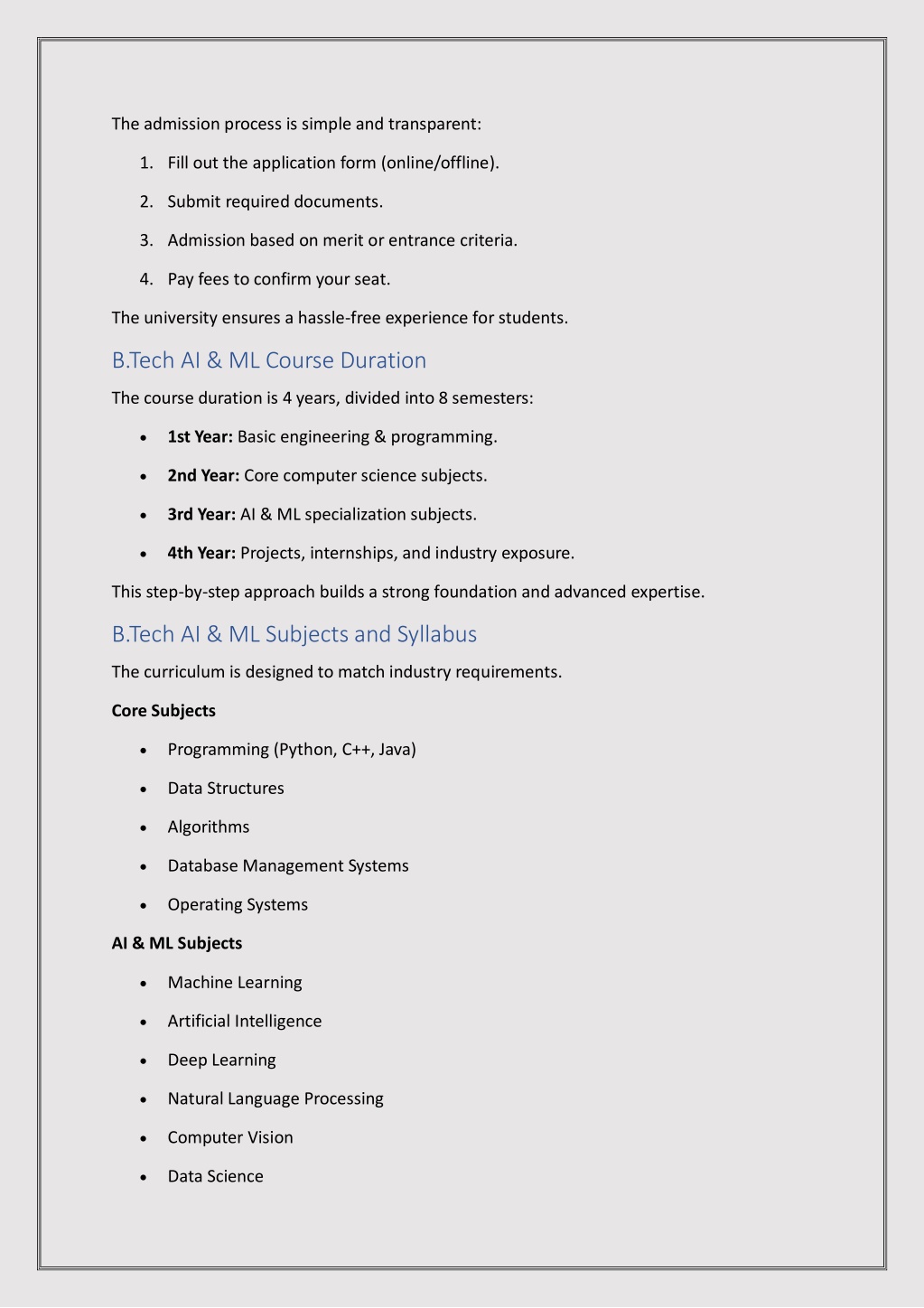 PPT - BTech in AI & ML Course Overview, Eligibility & Admission Process ...