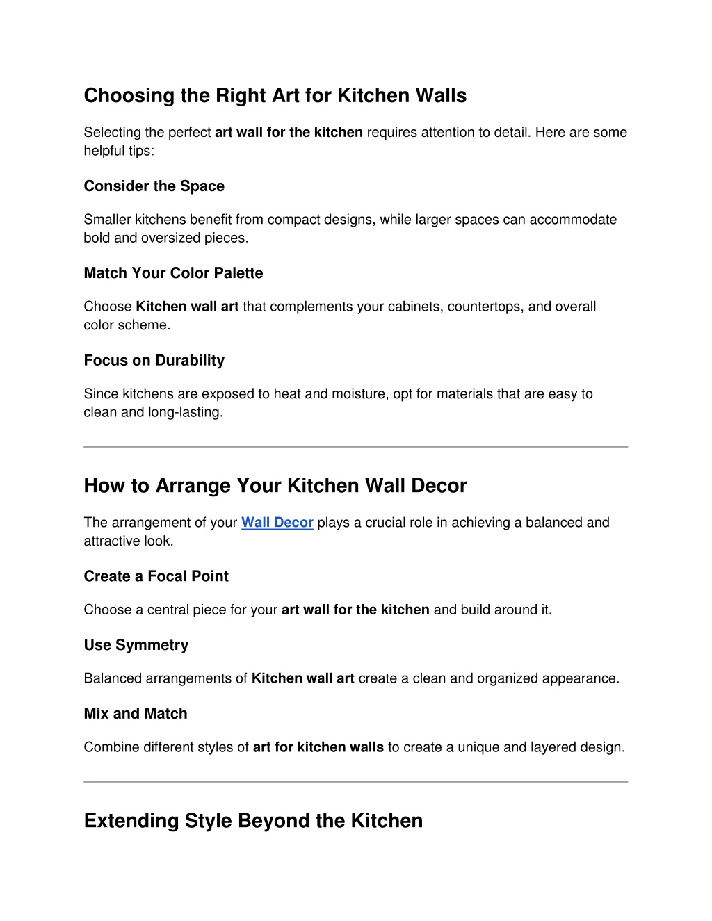PPT - Art Wall for the Kitchen Stylish Kitchen Wall Decor Ideas ...