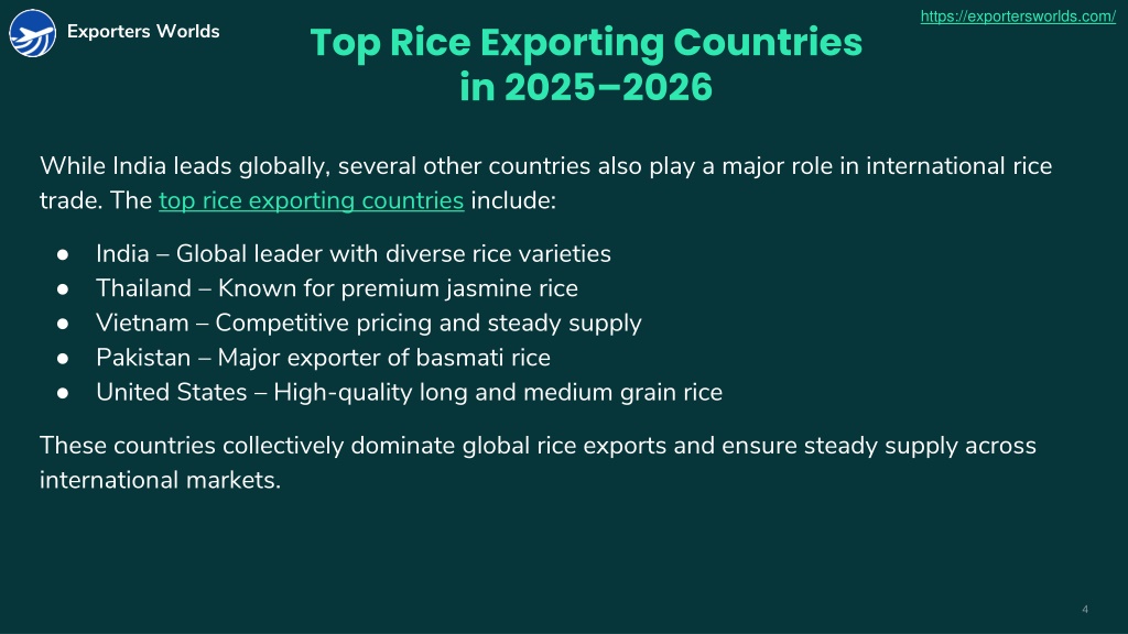 World Rice Export Ranking PPT - Biggest Rice Exporter in the World 2025 – Top Countries ...