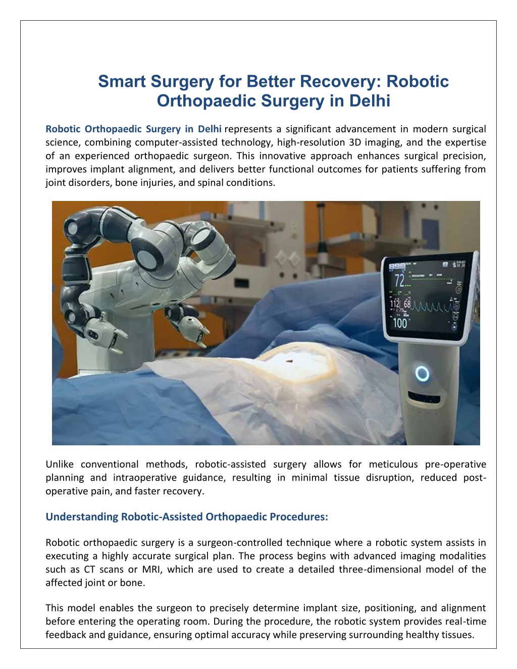 PPT - Smart Surgery for Better Recovery- Robotic Orthopaedic Surgery in ...