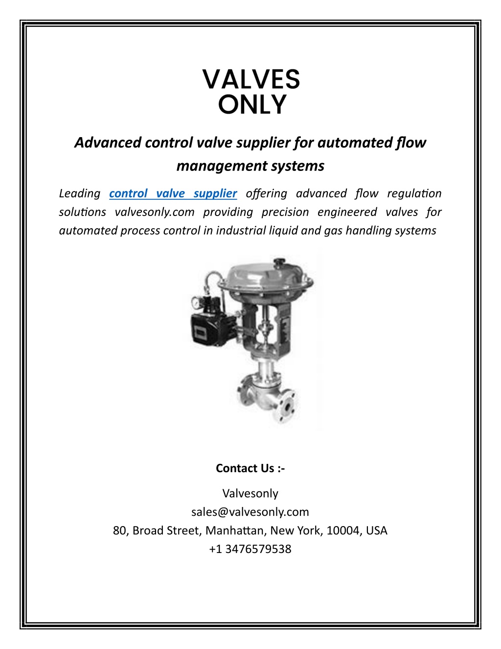 PPT - Advanced control valve supplier for automated flow management ...