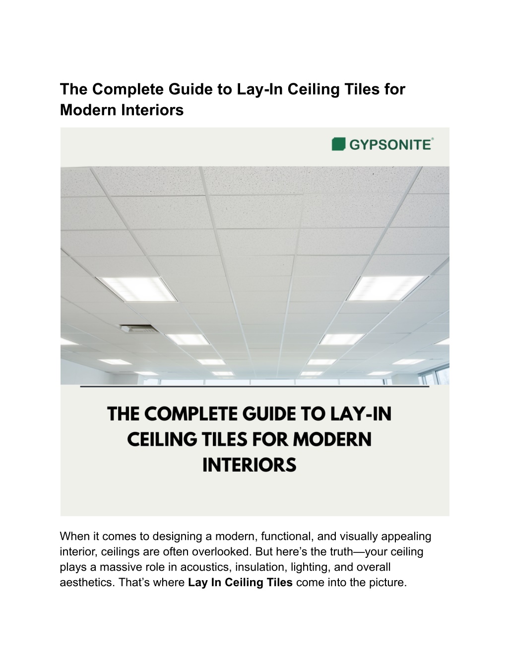 PPT - The Complete Guide to Lay-In Ceiling Tiles for Modern Interiors ...