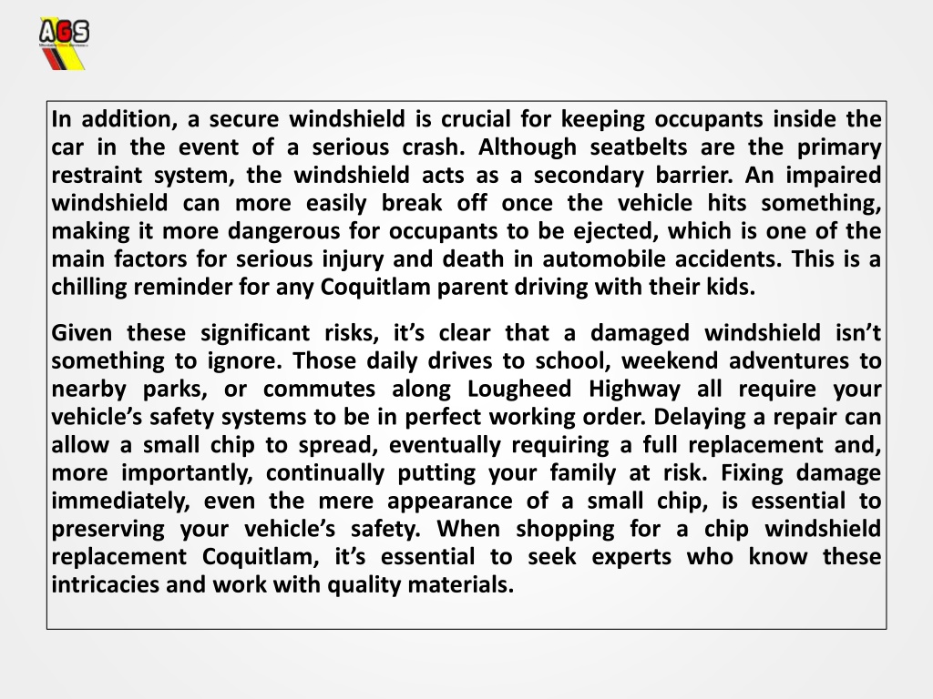 PPT - Hidden Dangers of Worn-Out Windshields for Coquitlam Families ...