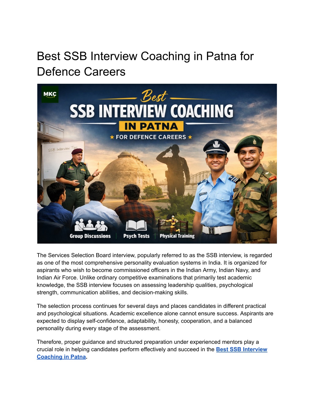 PPT - Best SSB Interview Coaching in Patna for Defence Careers ...