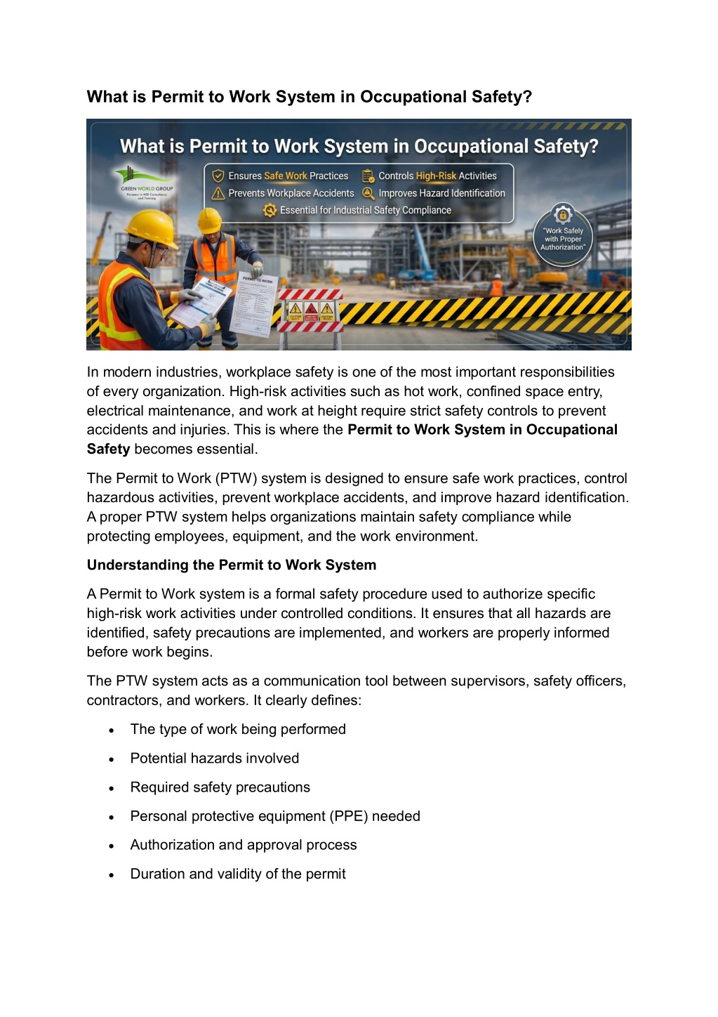 Work Permit Classification Safety PPT - What is Permit to Work System in Occupational Safety PowerPoint ...