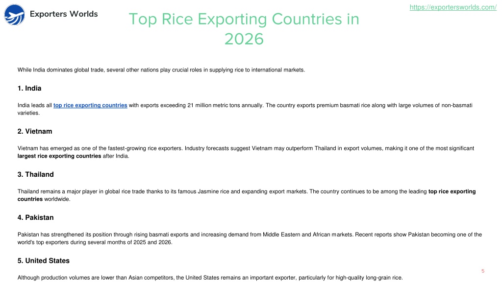 PPT - Biggest Rice Exporter in the World 2025: Top Rice Exporting ...